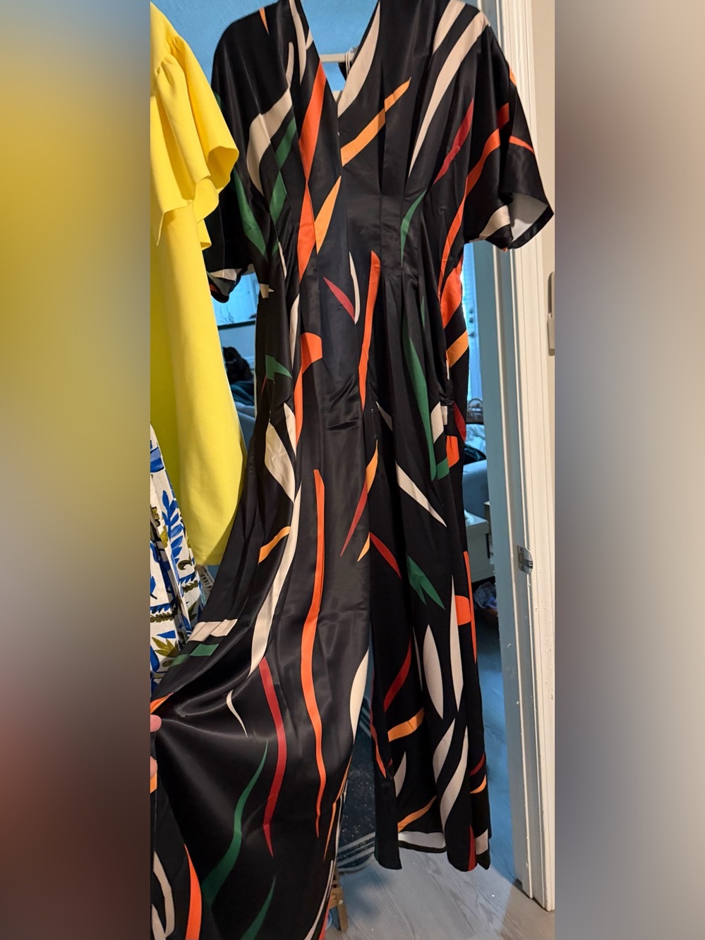 Unbranded Black Maxi Dress with Abstract Multi-Color Print